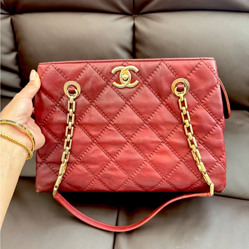 Chanel Burgundy Quilted Shoulder Bag